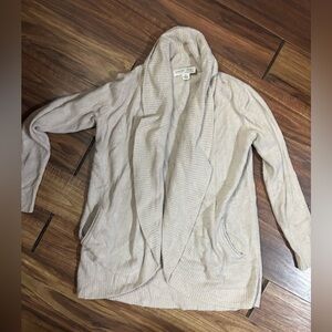 Barefoot dreams size medium khaki beige soft kimono open pockets loungewear cozy